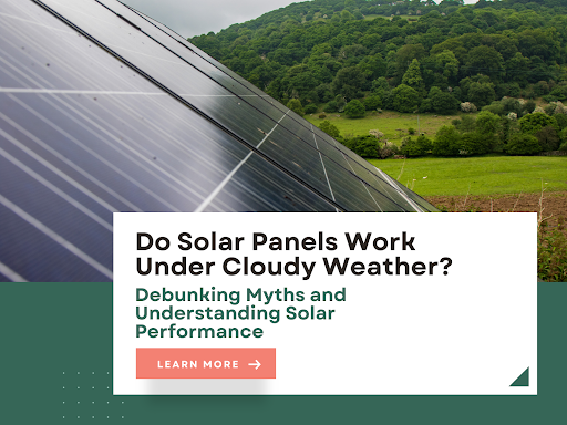 Solar panels are capable of generating electricity under cloudy weather conditions; however, their energy production is reduced due to low sunlight intensity caused by cloud cover, resulting in a lower efficiency compared to sunny days.